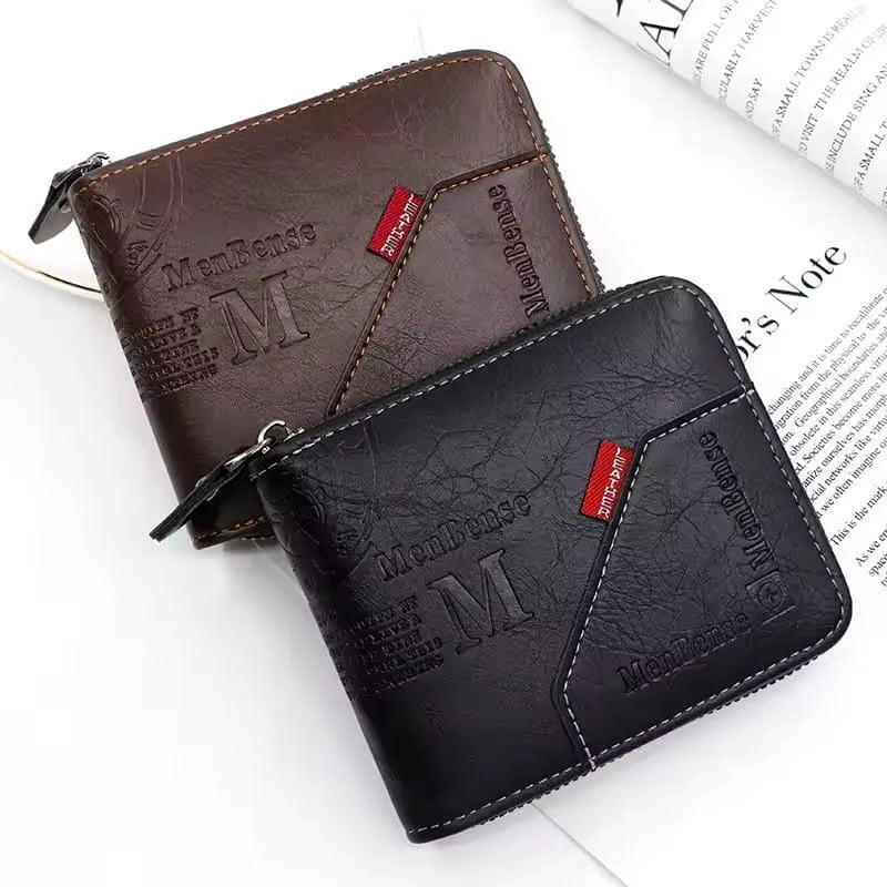 Men’s zipper wallet pu leather with M logo