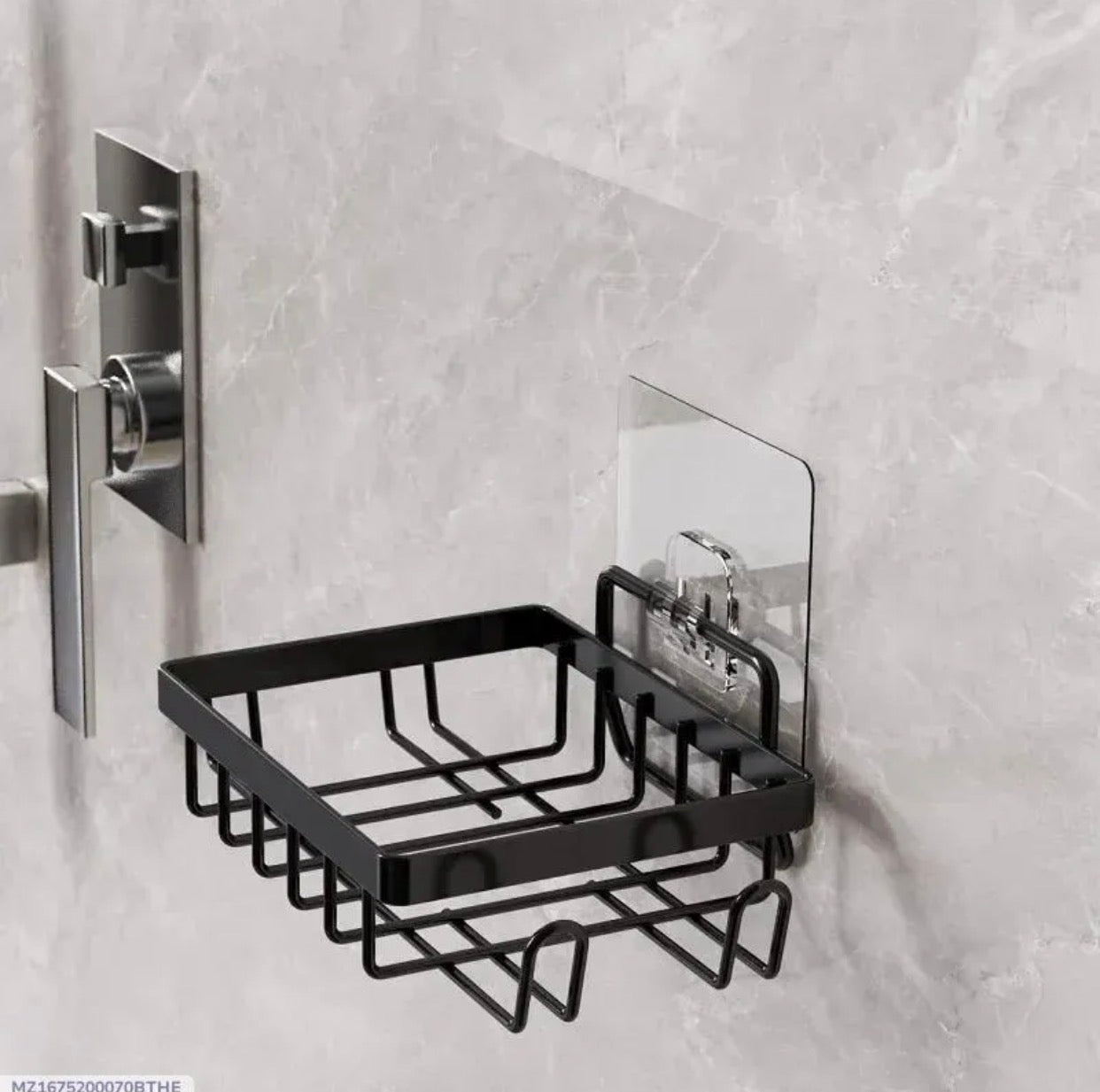 Stainless steel black bathroom soap caddy with suction mount