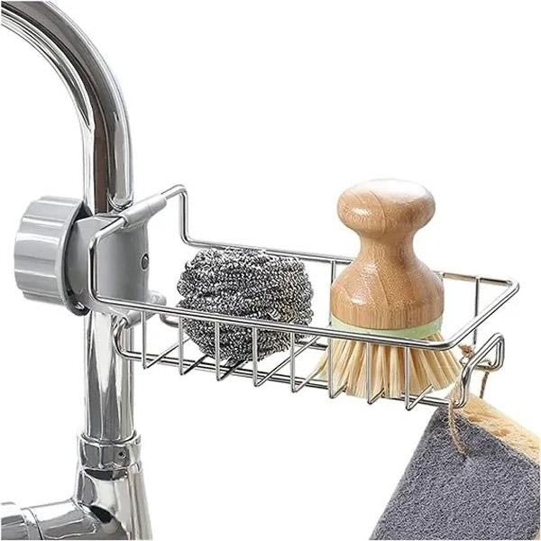 Stainless steel sink basket with sponge   holder