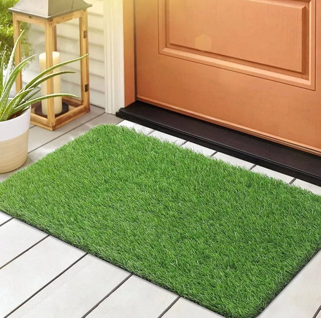 Green grass  door mat for home entrance