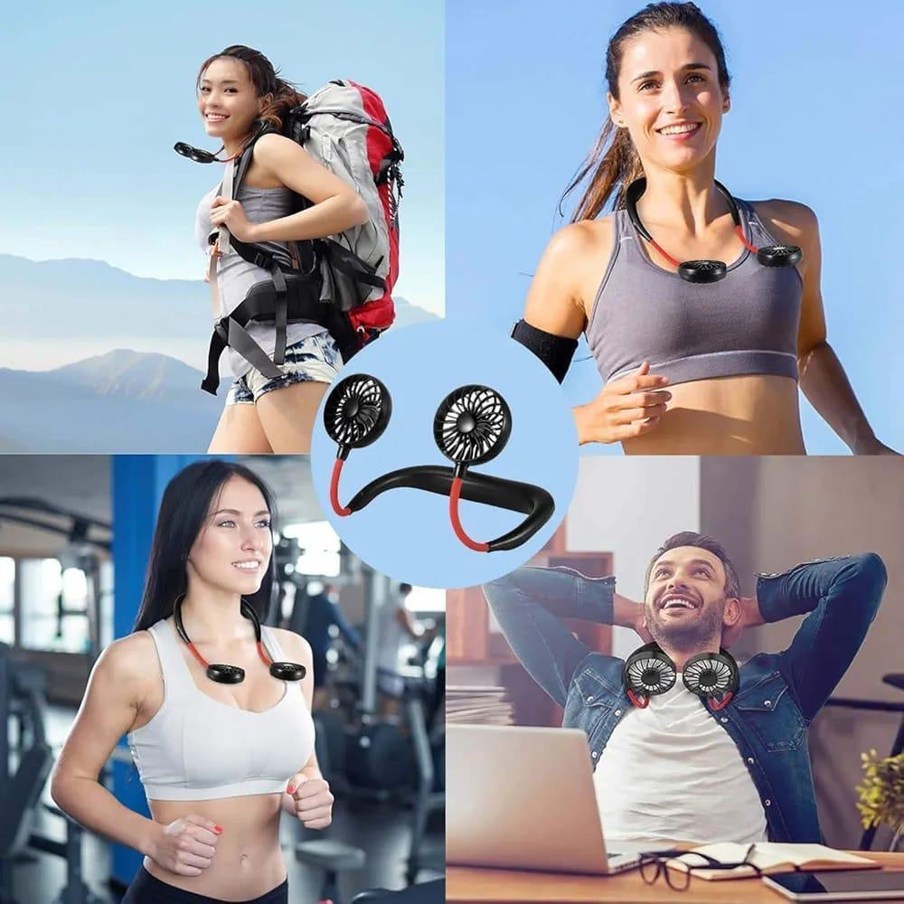 Neck 2 fan in black ABS lightweight cooling