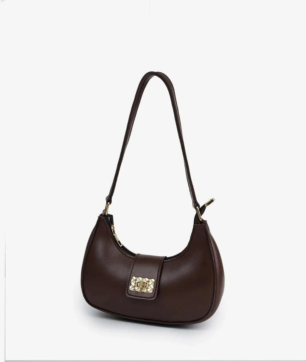 Pu leather brown  girls shoulder bag