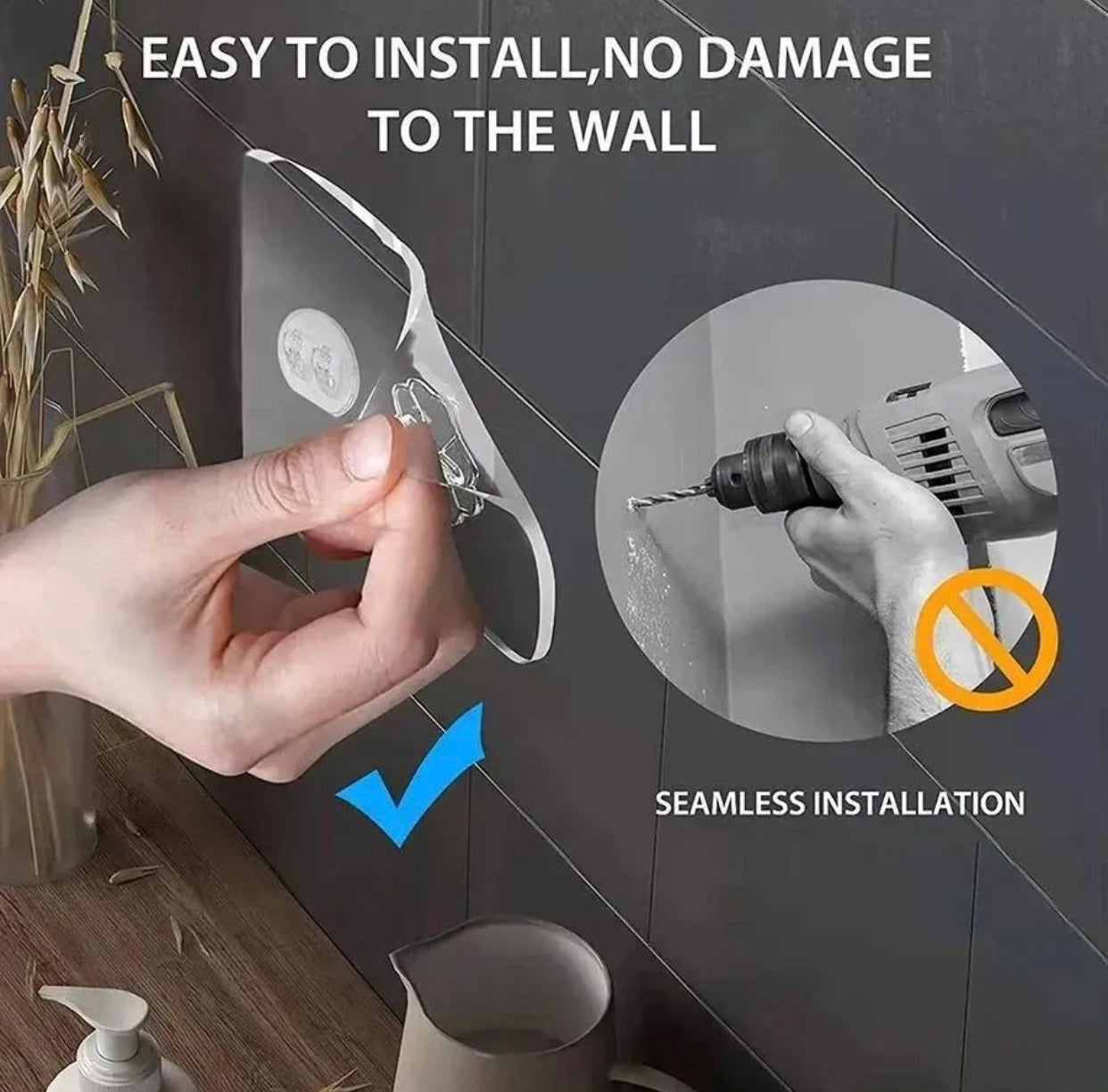 Stainless steel black bathroom soap caddy with suction mount