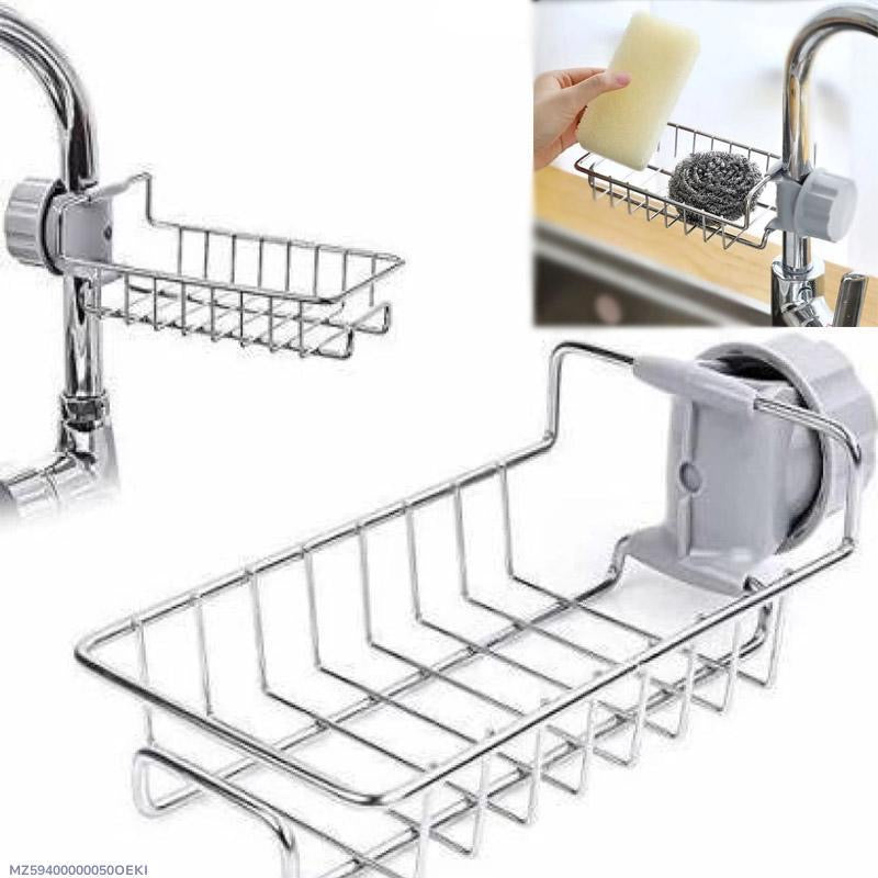 Stainless steel sink basket with sponge   holder