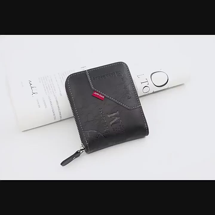 Men’s zipper wallet pu leather with M logo